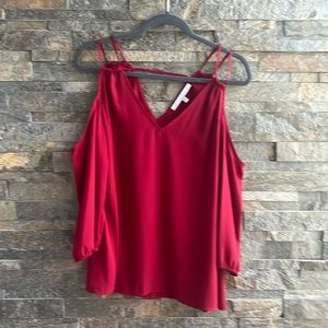 🔥 Collective Concepts Red cold shoulder top Medium